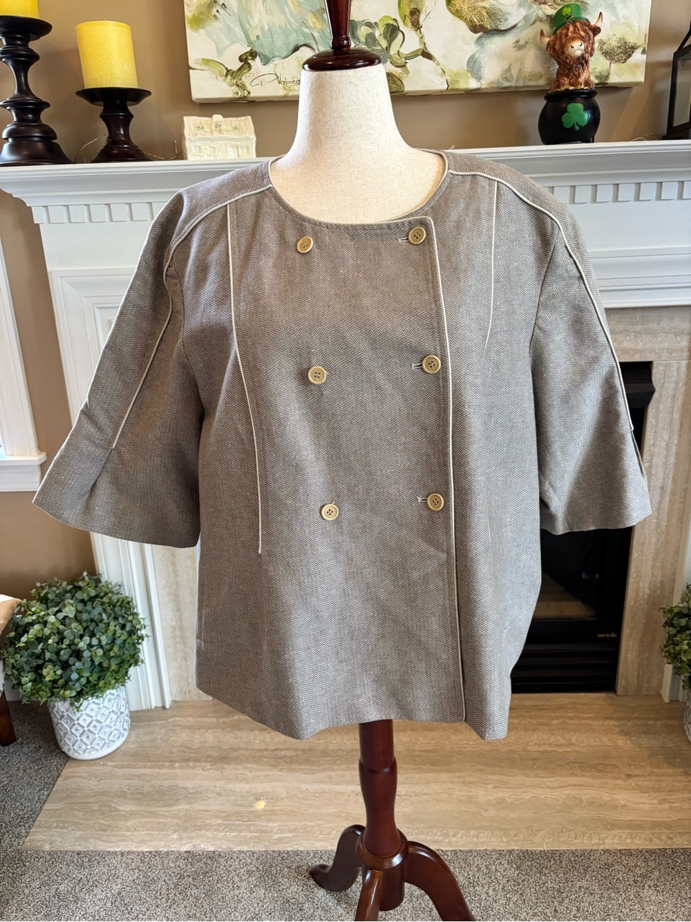 *NEW* Women’s Calvin Klein Linen/Cotton Blend Tan Pea Coat - Size - 22W